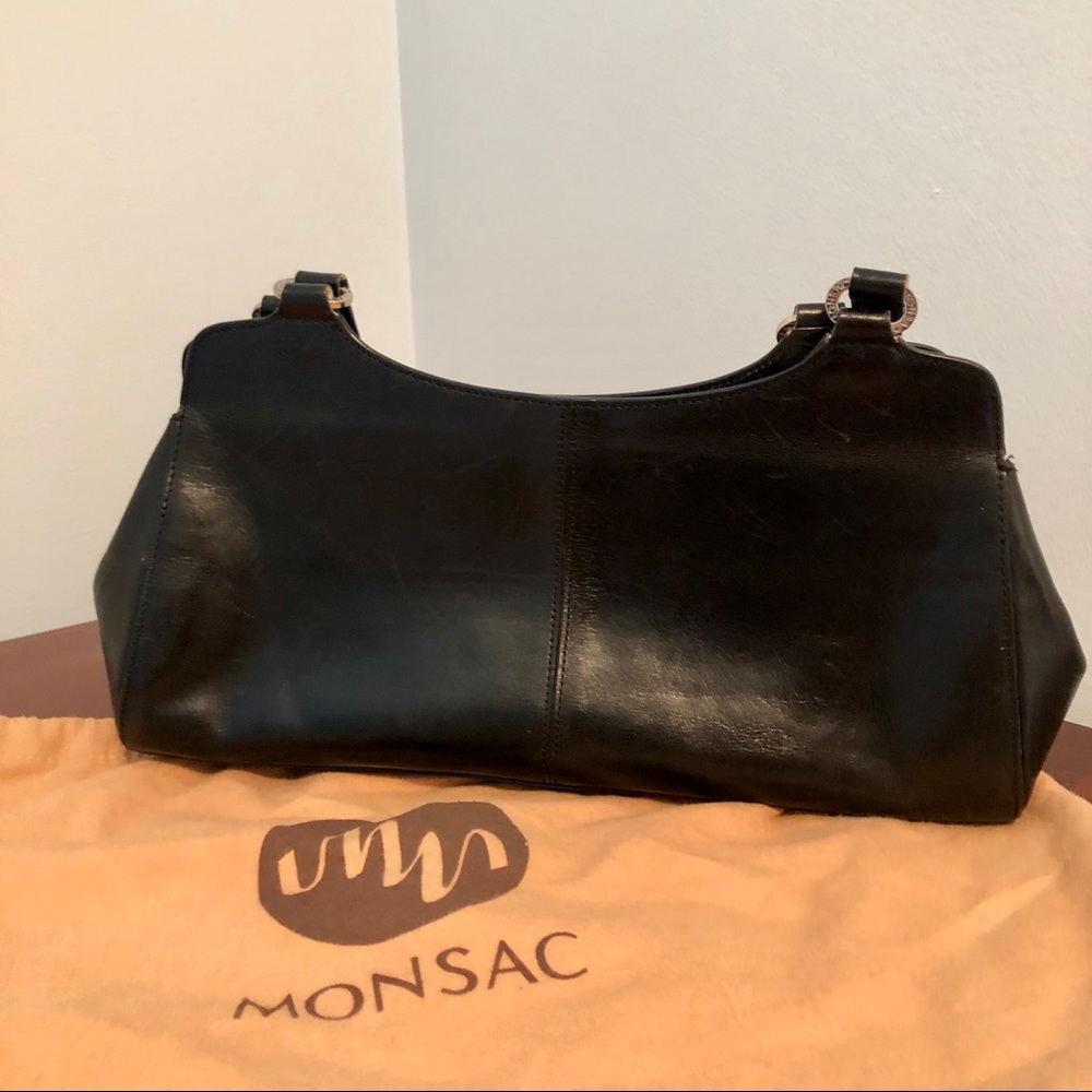 Monsac Original Black Leather Shoulder Bag